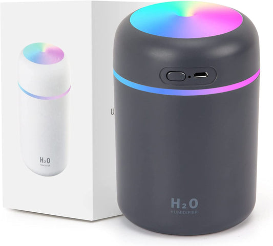 HIVAGI® Colorful Cool Mini Humidifiers with LED Night Light, USB 300ml Mist Humidifiers for Car Office Room Bedroom. - HIVAGI®