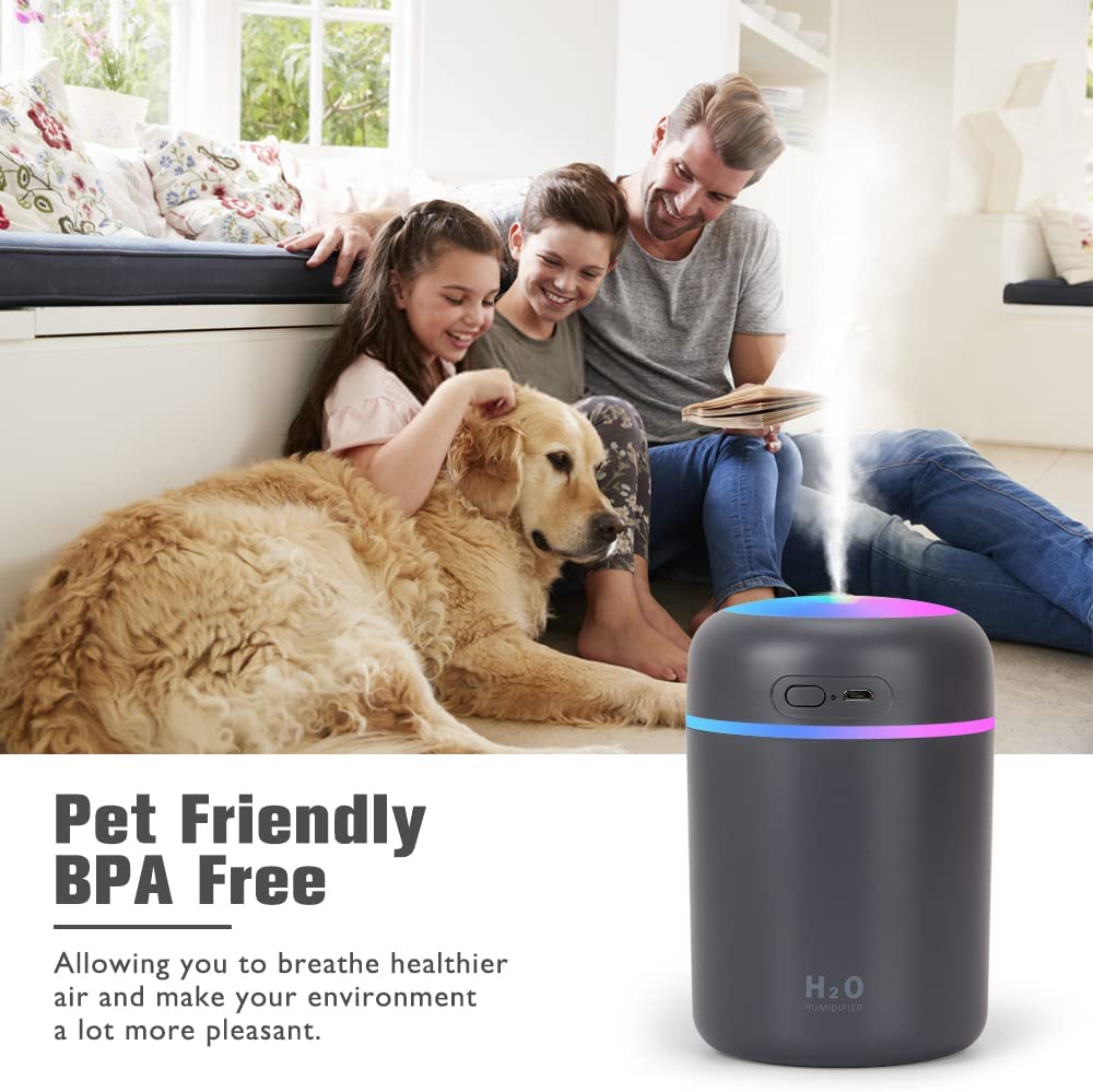 HIVAGI® Colorful Cool Mini Humidifiers with LED Night Light, USB 300ml Mist Humidifiers for Car Office Room Bedroom. - HIVAGI®