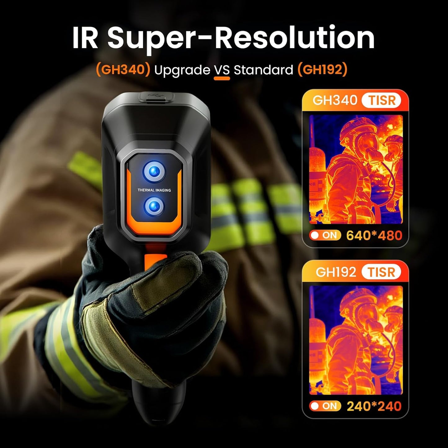 GOYOJO GH340 Thermal Imaging Camera: 640x480 Super Resolution Handheld IR Imager with 2MP Visual Camera, 25Hz Refresh Rate, -4°F to 1022°F | Professional Infrared Camera for Home Inspection, HVAC, & Electrical Leak Detection
