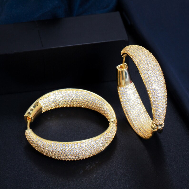 Unique crystal and gold bridal earrings - Crystal geode gold hoop earrings  - Style #2316 | Twigs & Honey ®, LLC