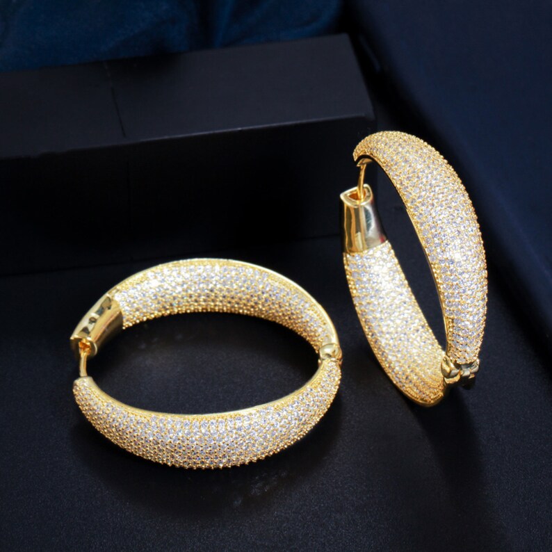 Big Stainless Steel Earrings, Small Hoop Earrings 14K Gold Plated Earr