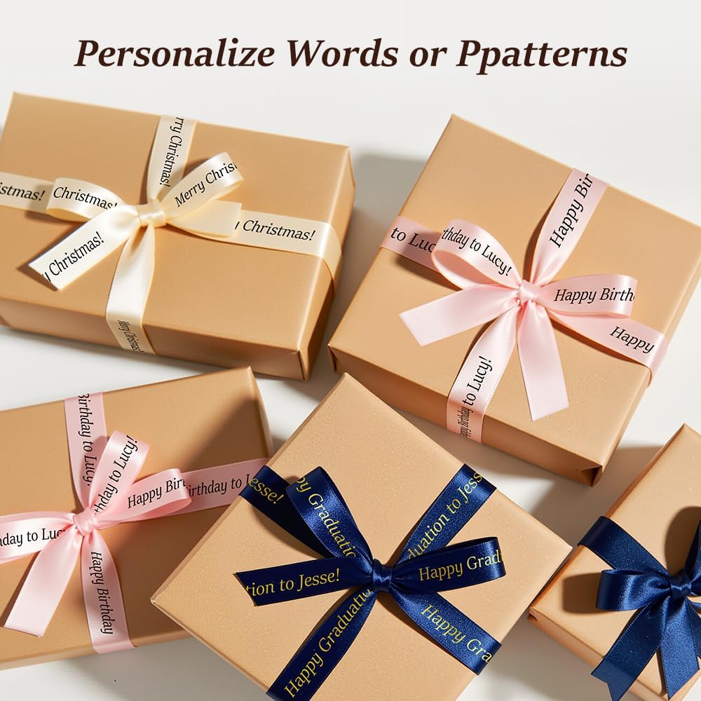 Phomemo A30 P15 Exclusive Decorative Fabric Ribbons (2-Pack) | Personalized Satin Label Tape for Gift Wrapping, Weddings, & DIY Crafts | 12mm x 5m