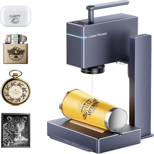 LaserPecker LP3 Infrared Laser Engraver 1064nm – Industrial Metal & Plastic Marking, 48,000mm/min, 360° Rotary for Jewelry, Tags & Small Business.