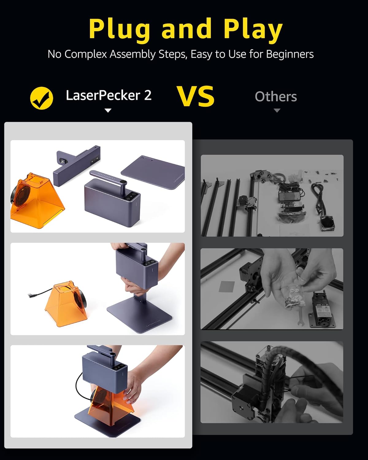LaserPecker LP2 Laser Engraver – Ultra-Fast Handheld Engraving Machine with 360° Rotary Axis, Galvo Tech, 0.05mm Precision for Wood, Leather, Metal.
