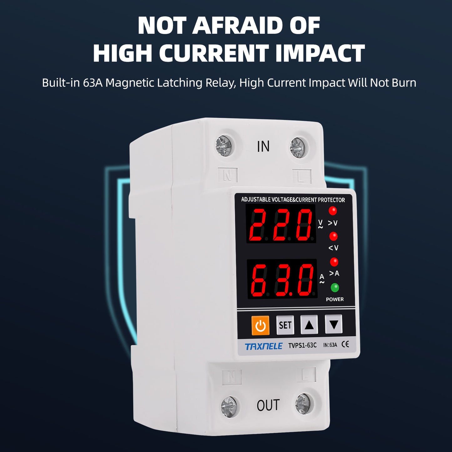 HIVAGI® Taxnele 63A 230V Digital Energy Meter | Over/Under Voltage & Overload Protection.