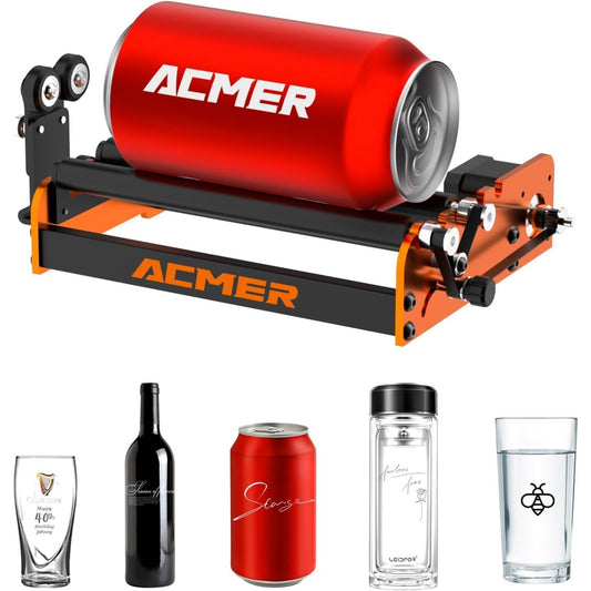 ACMER M2 Laser Rotary Roller – 360° Y-Axis Engraving Tool for Cylindrical Objects | Adjustable Height, Plug & Play.