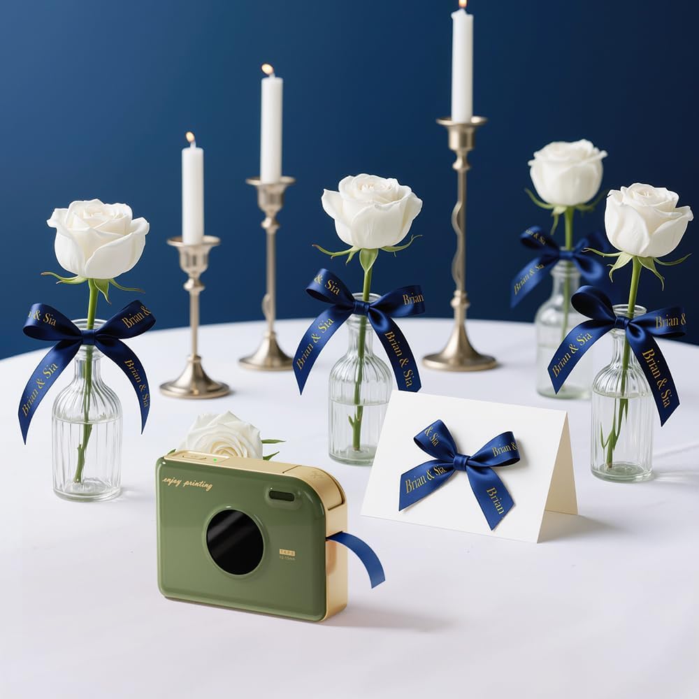 Phomemo A30 P15 Exclusive Decorative Fabric Ribbons (2-Pack) | Personalized Satin Label Tape for Gift Wrapping, Weddings, & DIY Crafts | 12mm x 5m