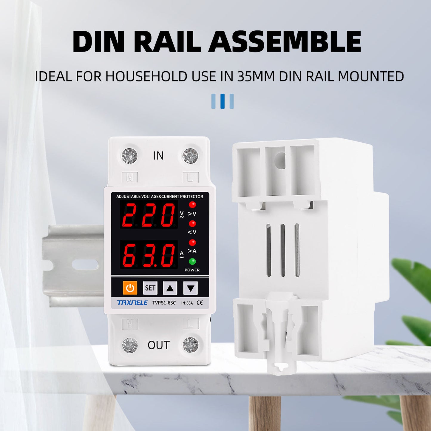 HIVAGI® Taxnele 63A 230V Digital Energy Meter | Over/Under Voltage & Overload Protection.