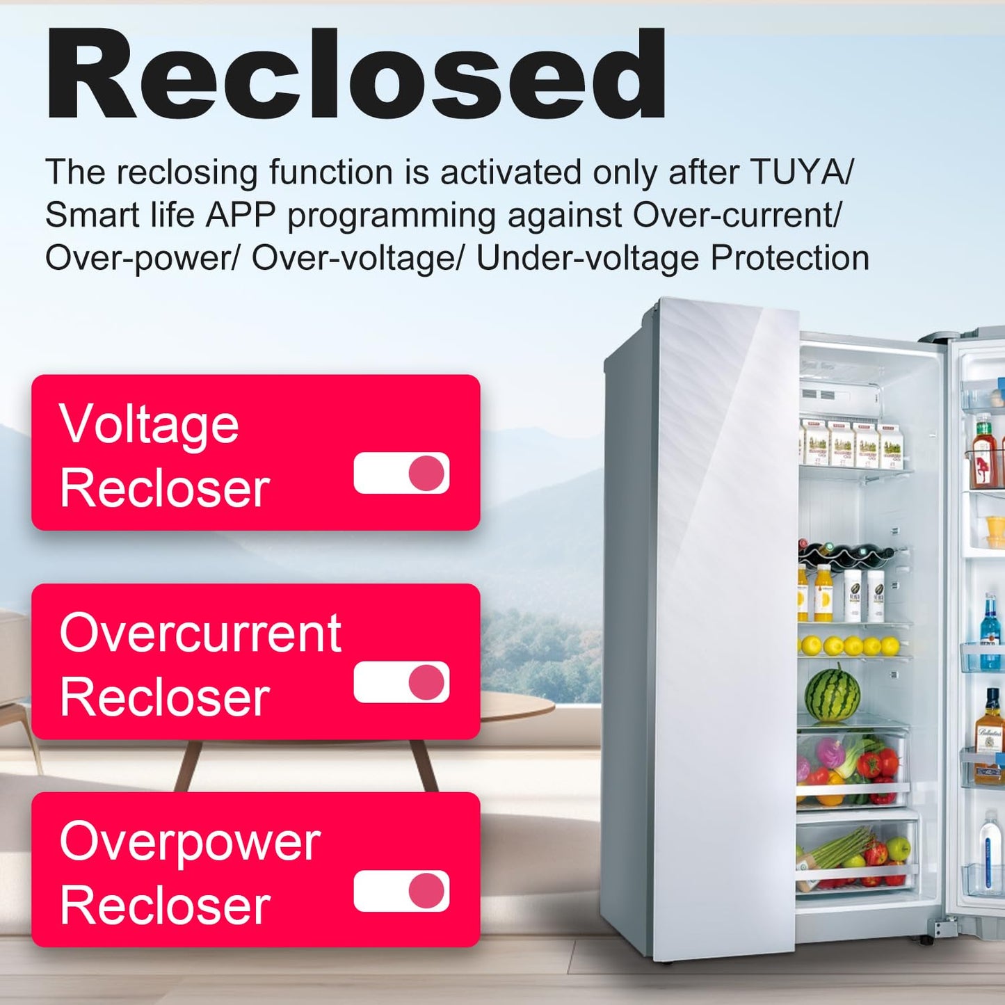 Tongou Smart WiFi Energy Switch, 1P+N, Power Monitor, Recloser & Overload Protection.