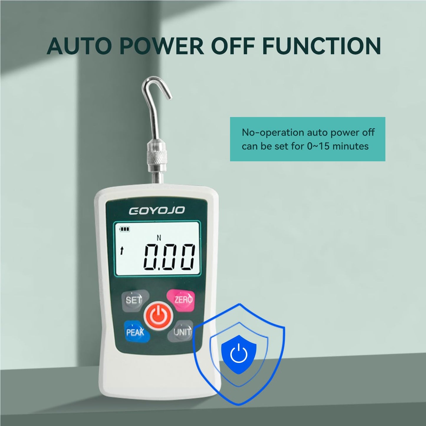 GOYOJO 500N Digital Force Gauge – High-Precision Push-Pull Meter for Tension & Compression Testing, 4 Measurement Units (N, kg, lb, oz) with Peak/Real-Time Modes for Quality Control & Industrial Testing.