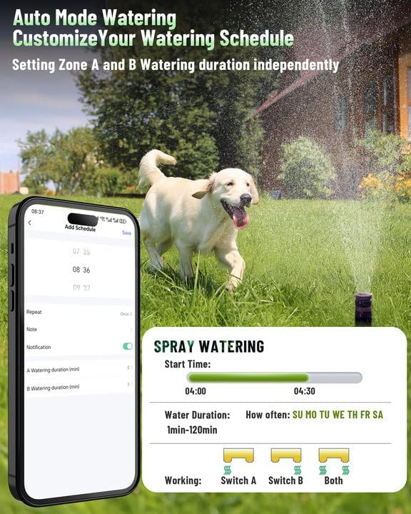 Solar Powered Smart WiFi Water Timer 2 Zone | HIVAGI® Irrigation Controller for Garden.