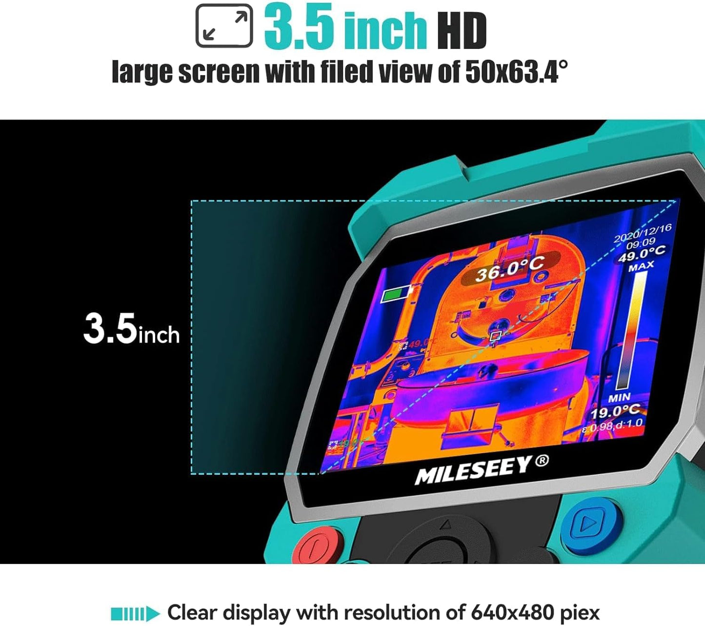 MILESEEY TR256A Thermal Imaging Camera, Handheld 256x192 IR Resolution Thermal Imager with 3.5" Screen, -20°C to 550°C, IP65 Waterproof, Auto Hot/Cold Spot Tracking, 10H Battery Life for HVAC, Electrical, Home Inspection