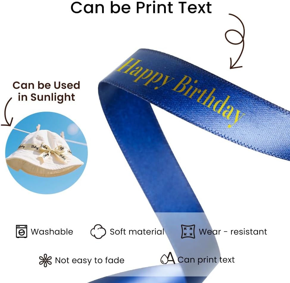 Phomemo A30 P15 Exclusive Decorative Fabric Ribbons (2-Pack) | Personalized Satin Label Tape for Gift Wrapping, Weddings, & DIY Crafts | 12mm x 5m