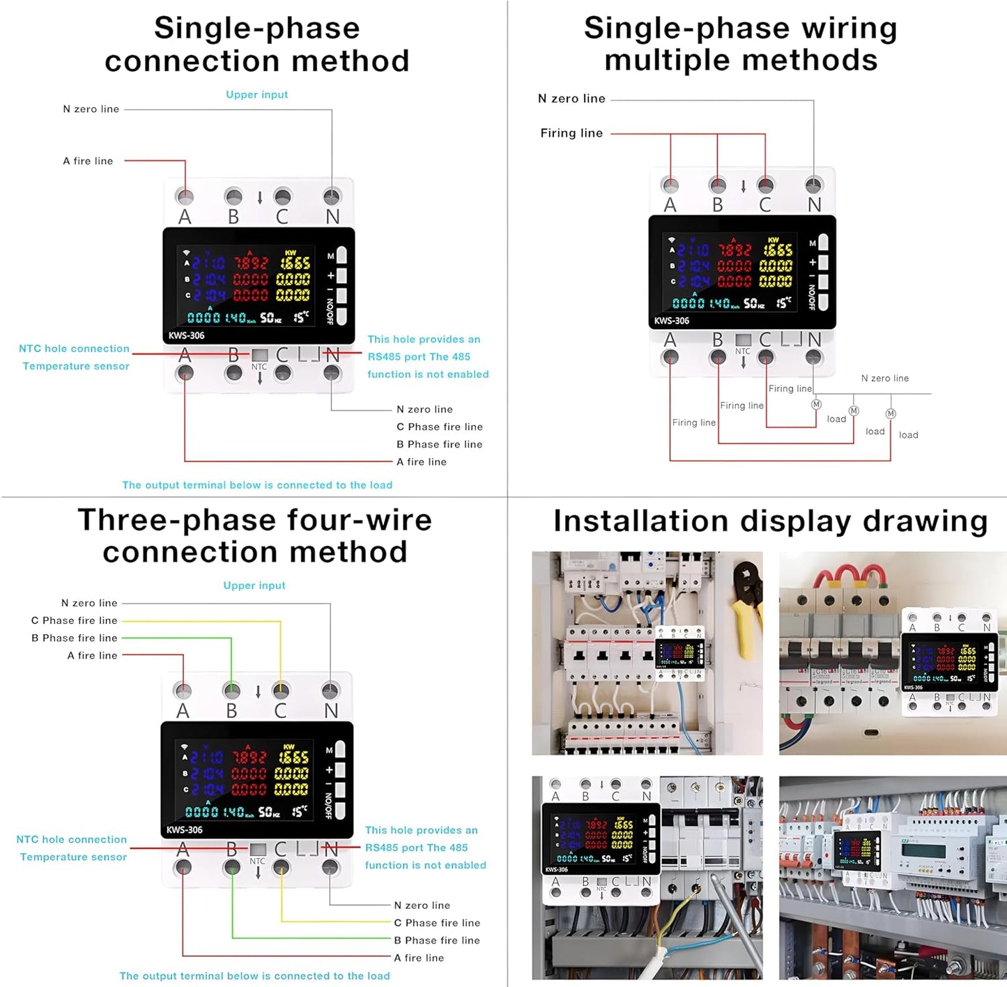 Taxnele 80A 3-Phase WiFi Smart Energy Meter & Circuit Breaker | Tuya Smart Life DIN Rail Voltage, Current & Surge Protection Relay (KWS-306WF).