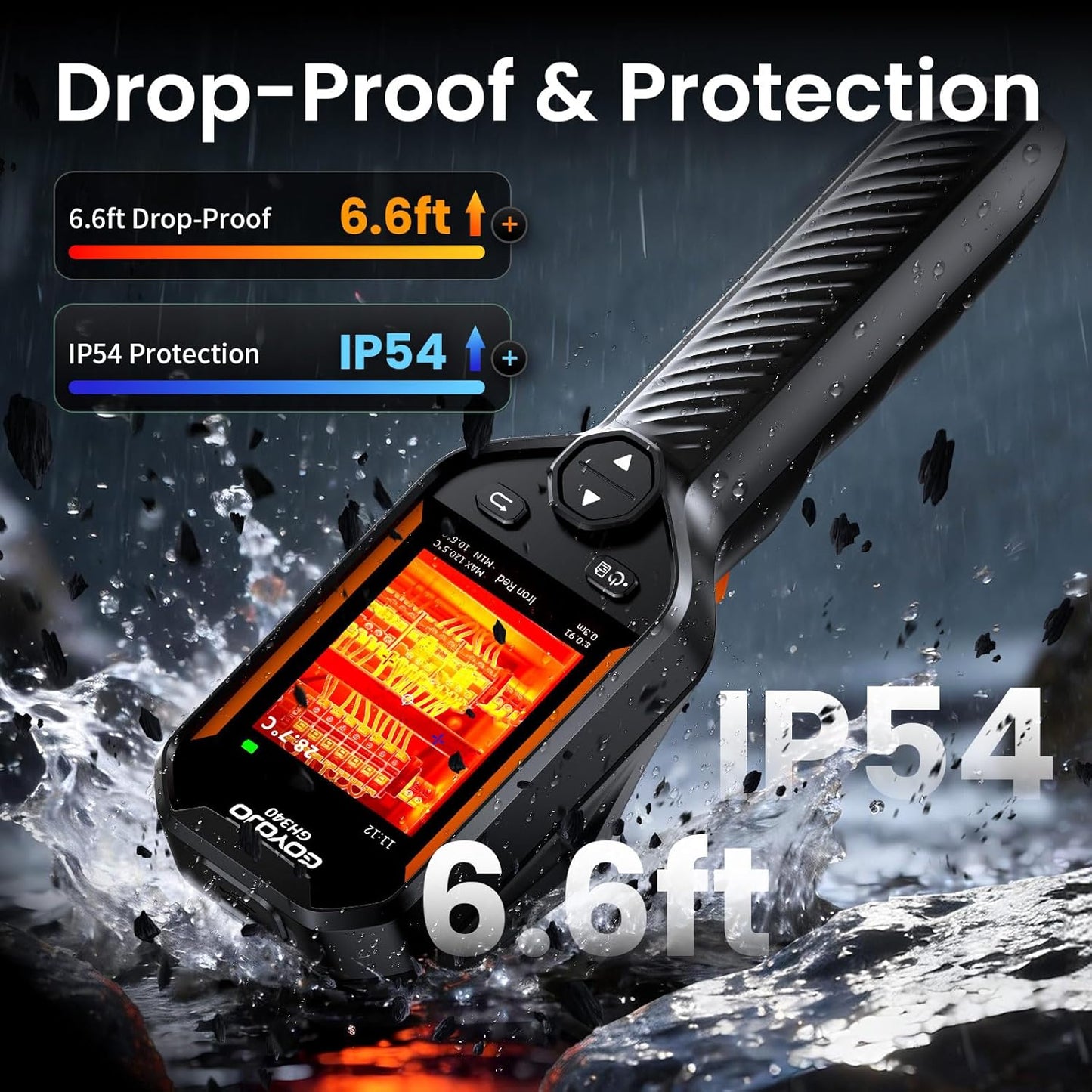 GOYOJO GH340 Thermal Imaging Camera: 640x480 Super Resolution Handheld IR Imager with 2MP Visual Camera, 25Hz Refresh Rate, -4°F to 1022°F | Professional Infrared Camera for Home Inspection, HVAC, & Electrical Leak Detection