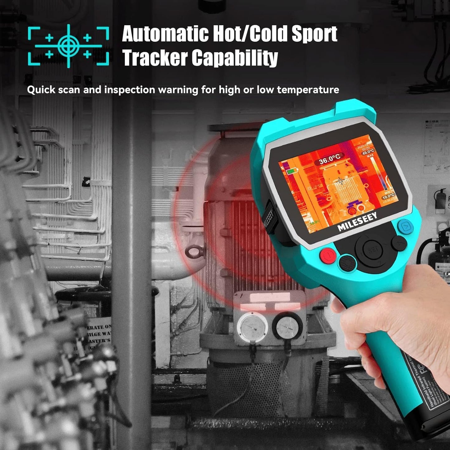 MILESEEY TR256A Thermal Imaging Camera, Handheld 256x192 IR Resolution Thermal Imager with 3.5" Screen, -20°C to 550°C, IP65 Waterproof, Auto Hot/Cold Spot Tracking, 10H Battery Life for HVAC, Electrical, Home Inspection