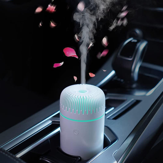 HIVAGI® Car Diffusers, 7 Color Car Essential Oil Diffuser, USB Portable Humidifier for Car Travel Office Bedroom (White). - HIVAGI®