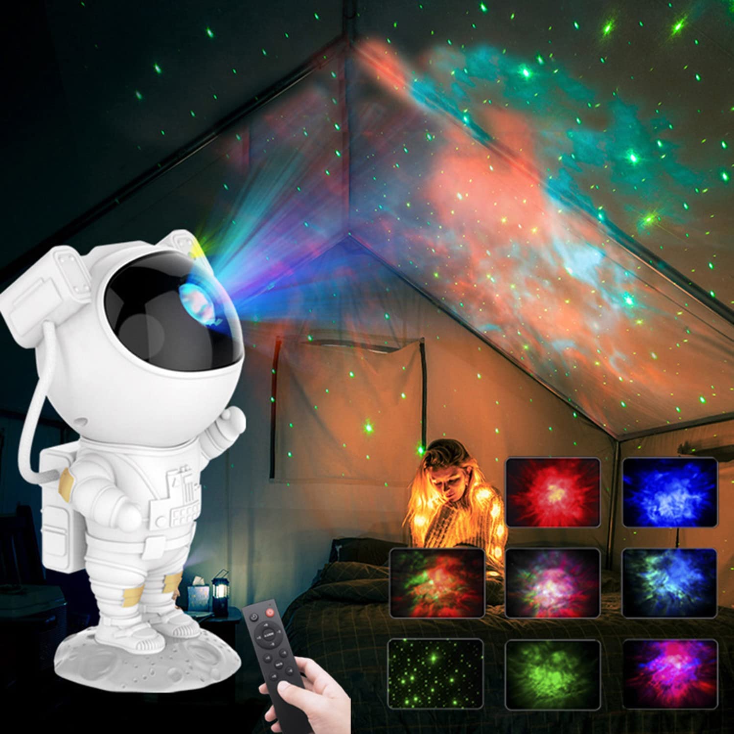 HIVAGI® Astronaut Star Projector Night Light - LED Nebula Lamp with Remote Control and Timer for Kids Room. - HIVAGI®