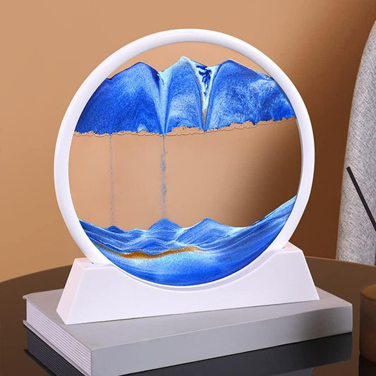HIVAGI® Moving Sand Art Picture, Dynamic Sand Picture 3D Deep Sea Sand Frame For Home & Office (Blue, White Frame). - HIVAGI®