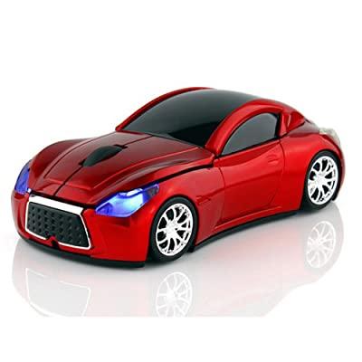 HIVAGI® Wireless Sports Car Shaped Mouse With USB Receiver (Red). - HIVAGI®