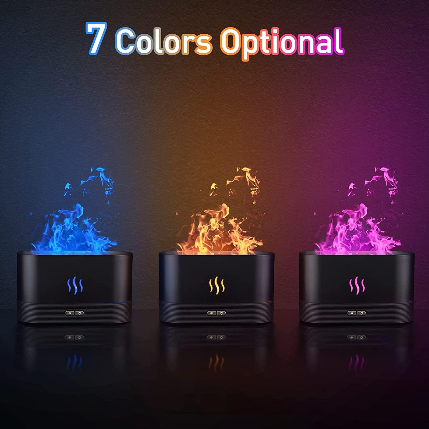 HIVAGI® Flame Air Aroma Diffuser Humidifier, 7 Flame Color Noiseless  Essential Oil Diffuser for Home,Office,Yoga (8Hours Black)