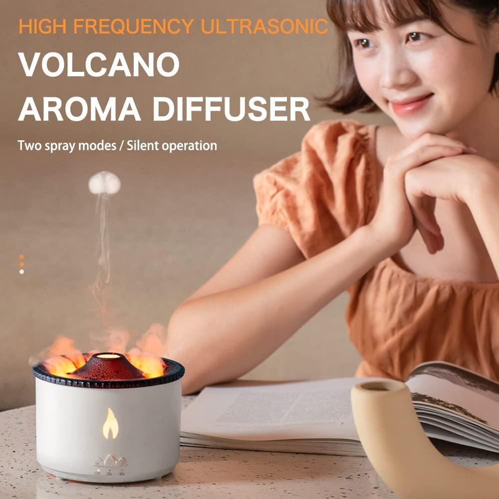 HIVAGI® Flame Air Diffuser Volcano Aroma Diffuser Ultrasonic Oil Diffuser 360mL Auto-Off Protection for Home,Office or Yoga, Gym. - HIVAGI®