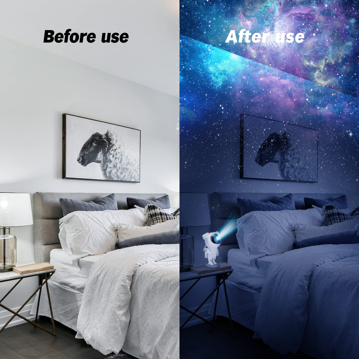 HIVAGI® Astronaut Star Projector Night Light - LED Nebula Lamp with Remote Control and Timer for Kids Room. - HIVAGI®