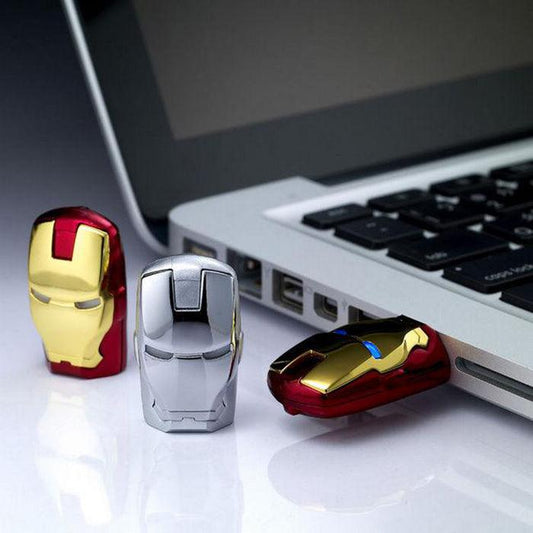 HIVAGI® Iron Man Face Pen Drive with Glowing Eyes (Red). - HIVAGI®