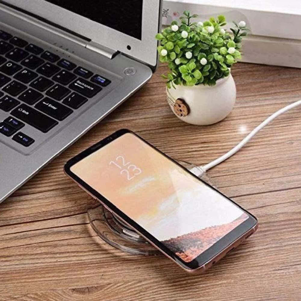 HIVAGI®  Standard Ultra-Slim UFO Shape Fantasy Crystal Clear Wireless Charger Pad with LED lighting for All Qi-Enabled Devices. - HIVAGI®